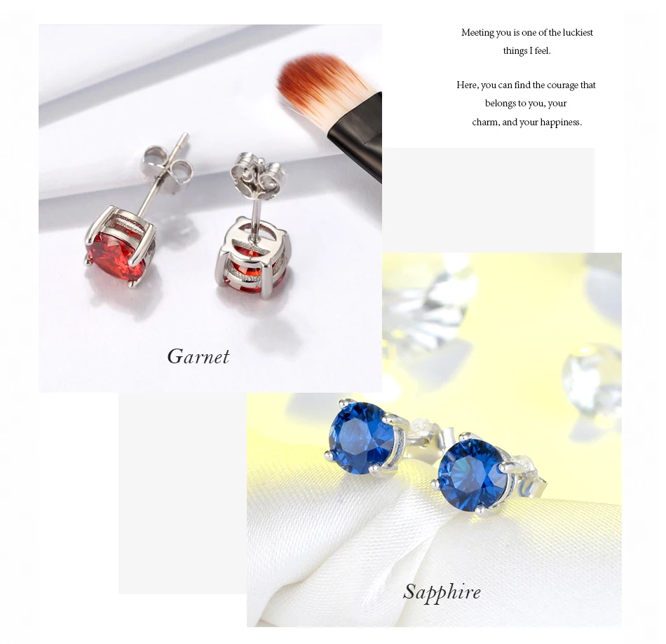 ORSA JEWELS, 12 цветов, серьги-гвоздики с камнем по месяцу рождения для женщин, 925 пробы, серебряные серьги с зубцами, Установка AAA кубического циркония, ювелирное изделие SE84
