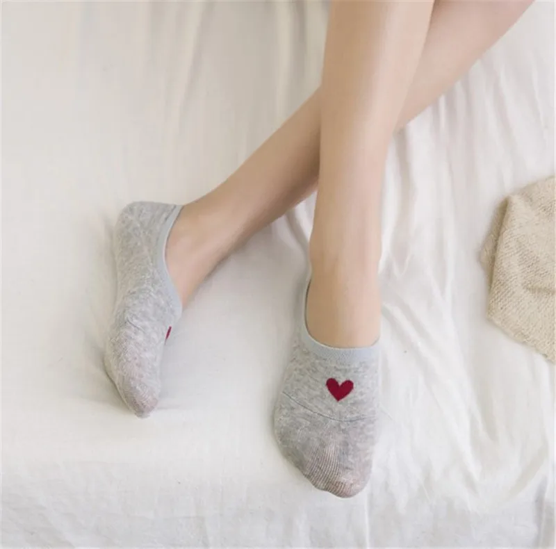 Fcare 10PCS=5 pairs Spring summer new socks female love invisible boat silicone non-slip cotton low | Женская одежда