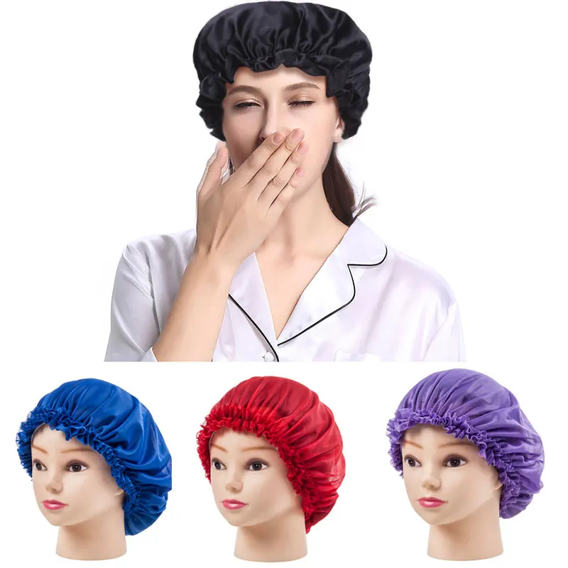 Sleeping Hat Night Sleep Cap Hair Care Satin Bonnet Caps Nightcap For Women Men Treatment Protect From Frizzing | Красота и здоровье