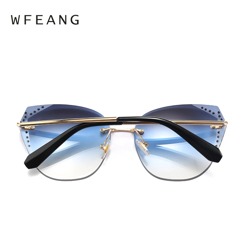 WFEANG 2019 Новый Cat Eye Для женщин солнцезащитные очки бескаркасных Винтаж в форме
