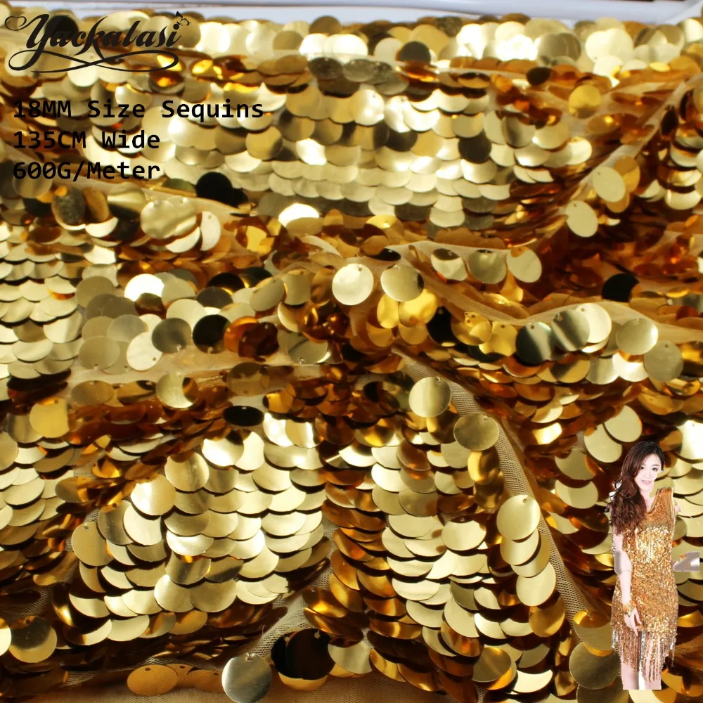 Большая пайетка с пайетками 18 мм ткань вышивкой золотые и серебряные толстые