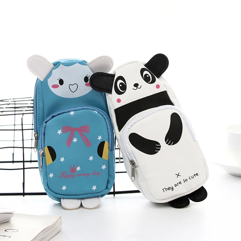 1x kawaii Creative cartoon animal school bag pencil case big capacity stationery pen cute School Supplies | Канцтовары для офиса и