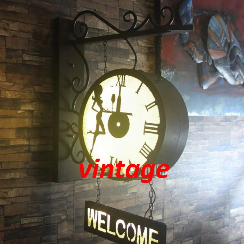Британские винтажные железные Часы В индустриальном стиле настенный светильник