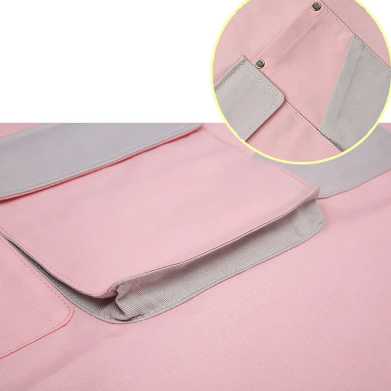 Gray Pink Long Cotton Apron Waitstaff Barista Bartender Baker Bistro Pastry Catering Uniform Florist Painter Artist Work Wear E4