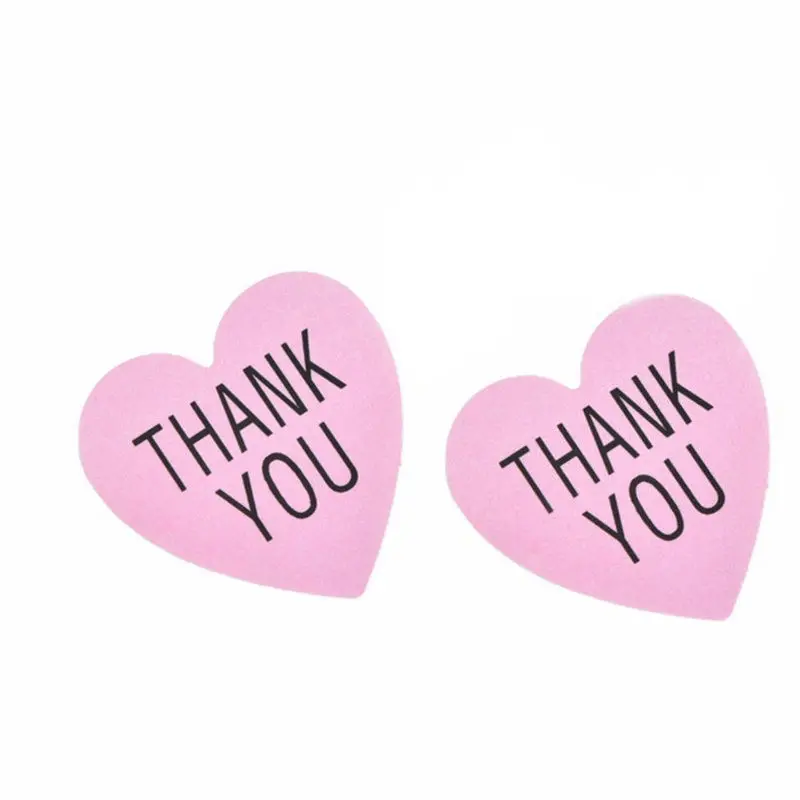 500 шт наклейки этикетки розовые в форме сердца за спасибо упаковка Запечатанные