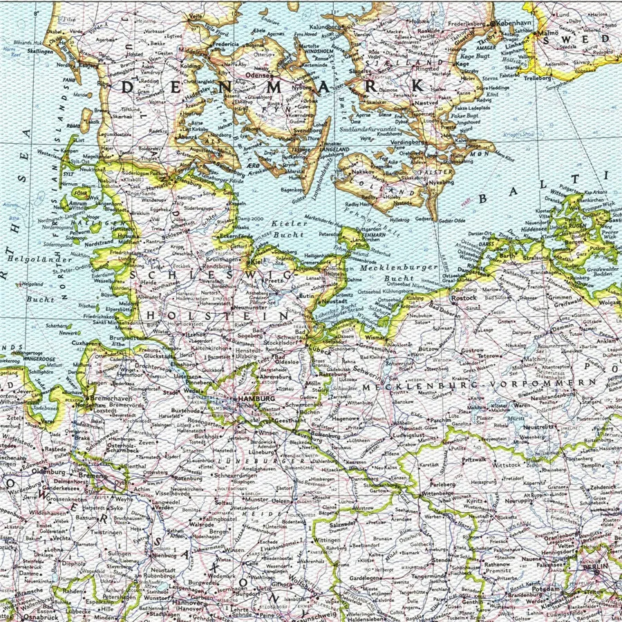 National Geographic Германия карта 1991 Античная Печать холст картина ретро постер