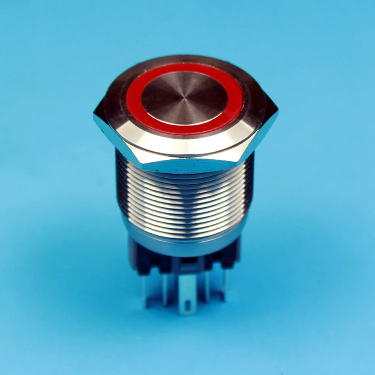 

22mm ring LED lamp 1NO 1NC flat head momentary stainless steel push button (red green blue color optional)