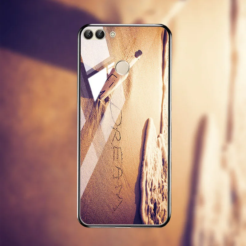 M001 Чехол из закаленного стекла для huawei P Smart чехол s Stars Space силиконовый защитный чехол на заднюю панель для huawei Honor 8x10 9 Lite чехол s - Цвет: M001