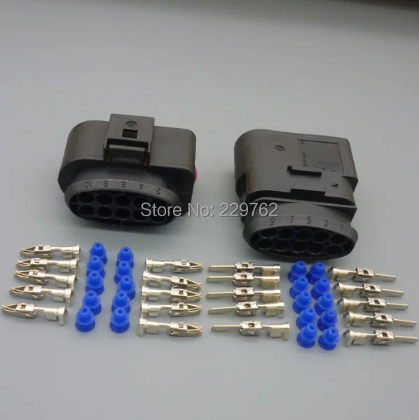 1sets female male Shhworld Sea 10 Pin 1J0973835 1J0973735 Женский Мужской 3,5 Авто Датчик температуры заглушка дефляционный клапан заглушка водонепроницаемый разъем для VW - Название цвета: 1sets female male
