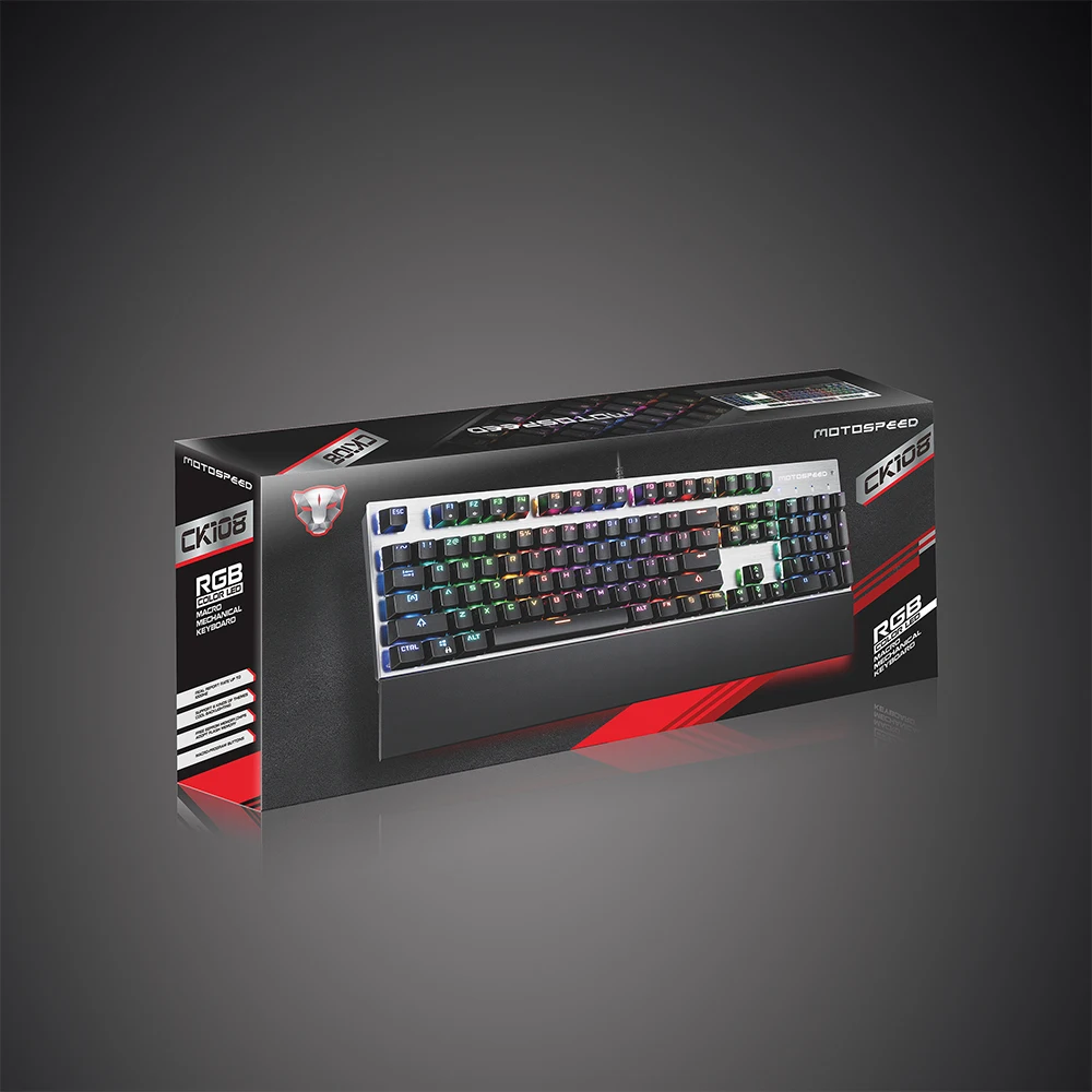 Motospeed CK108 игровая механическая клавиатура светодиодный с подсветкой RGB анти-ореолы синий/черный переключатель Проводная клавиатура для компьютерных геймеров