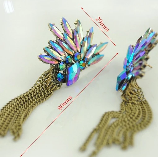2014 New Arrive Bohemia Colorful Tassels Retro Drop Earrings Indians PUNK Peacock for girls | Украшения и аксессуары