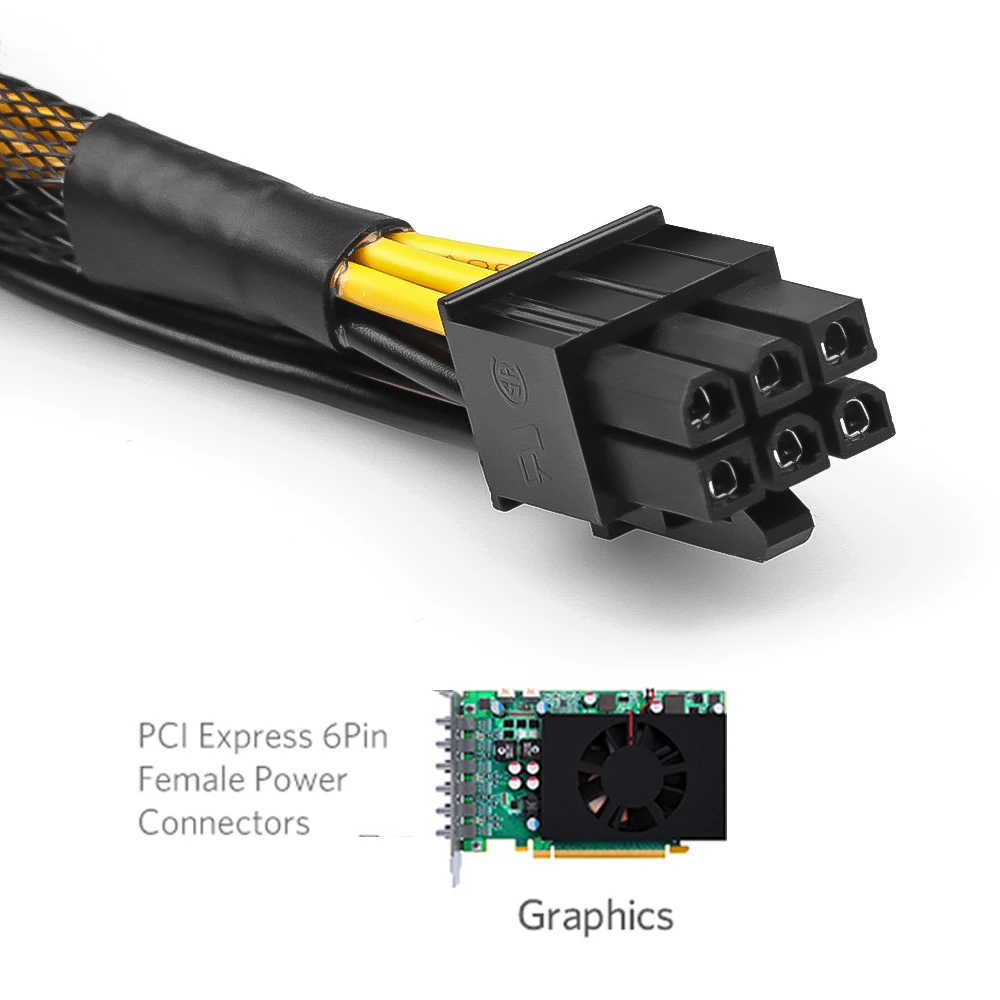 Лидер продаж 2020 силовой кабель PCI E экспресс 50 см двойной блок питания 6 контактный
