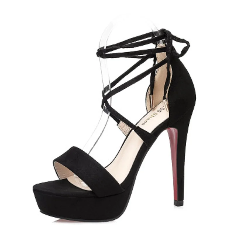 2018 Новая Европейская и американская мода открытым носком Обувь на высоком