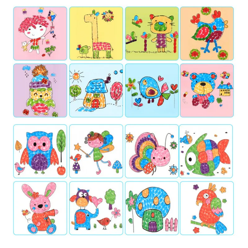 

8 pattern/set Kids DIY Finger Painting Pictures Set Children Colorful Fingerpaint Drawing Education Learning Toys For Kids