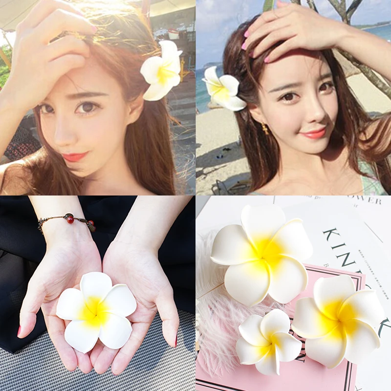 10 шт. заколки для волос frangipani Summer Sunny Bright Plumeria Flower Foam 6 размеров Заколки головные