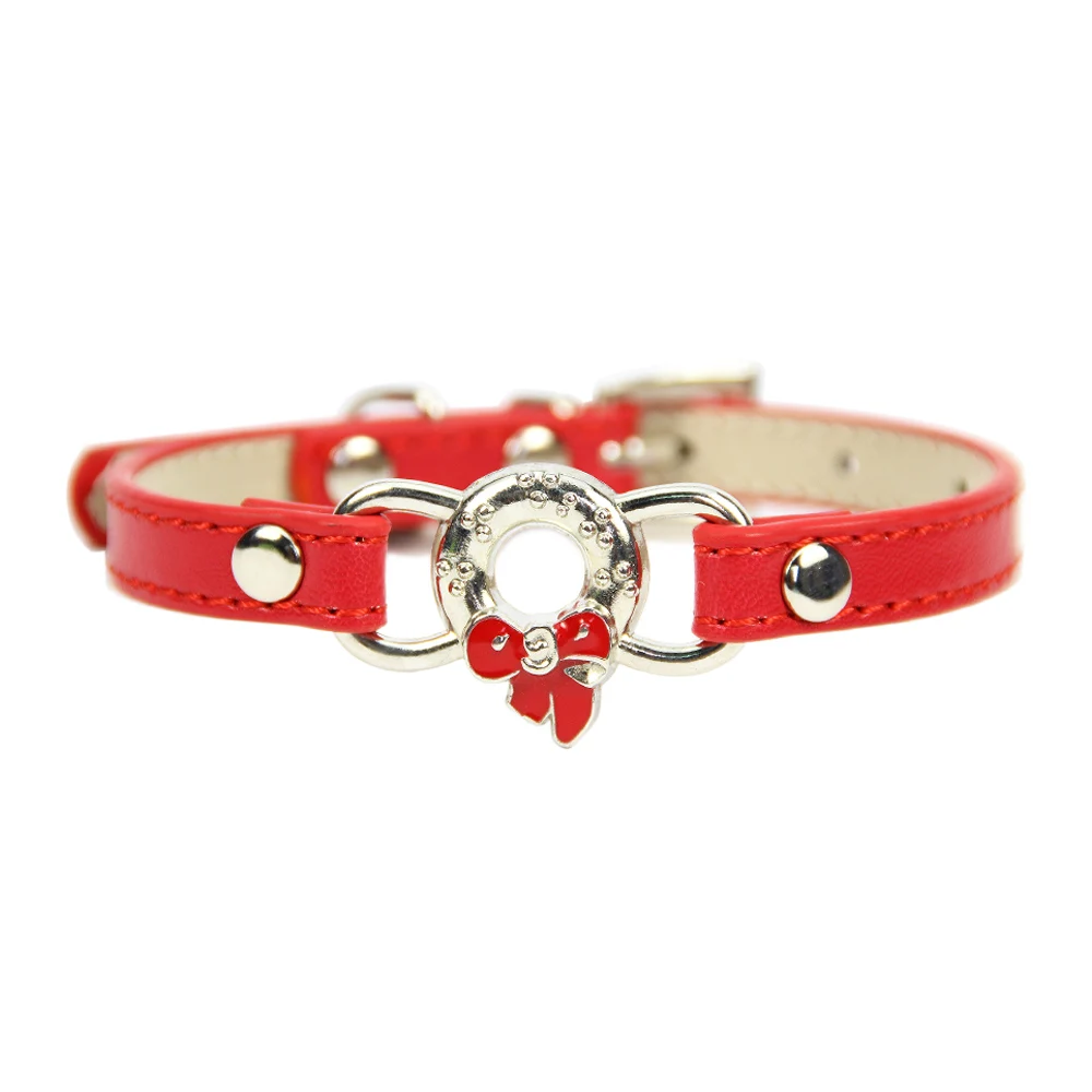 Personalized Leather Small Dog Collar Cute Bow pattern decoration Puppy Strap Cat Necklace Kitten Collars Dccessorie XXS/XS | Дом и сад