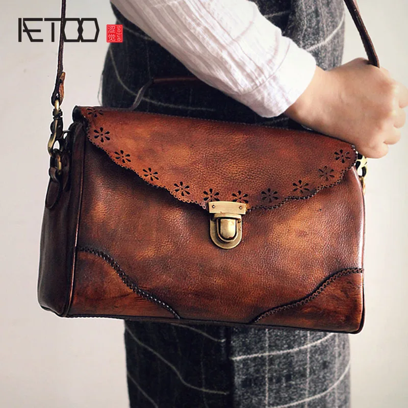 Кожаная сумка AETOO кожаная в ретро стиле ручная работа Диагональная Сумка на одно