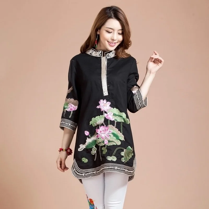 Женские летние топы 2019 рубашка с вышивкой Японская уличная одежда наряды туника