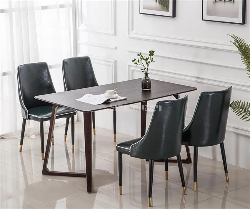 High Quality Modern Simple Oil Wax Leather Dining Chair For Dining Room Living Room Office Reception Chair Soft Seat Cushion