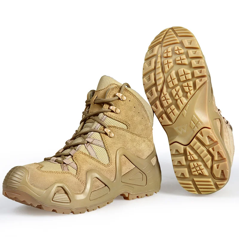 Уличные походные горные высокие трубы противоскользящие износостойкие кроссовки для обуви мужские тактические военные ботильоны амортизаторы ботинки для пустыни