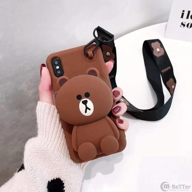 Для iPhone XS MAX чехол для телефона милый 3D Медведь монета карман 7/8 плюс Чехол X/XR