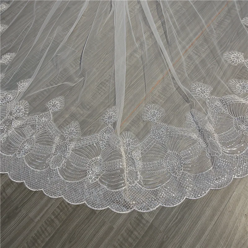

Custom Made 3M 5M One Layer Lace Edge White Ivory Cathedral Wedding Veil Long Bridal Veil Wedding Accessories Veu De Noiva