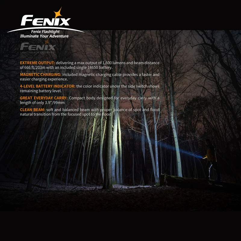 Магнитный заряжаемый фонарик Fenix E30R 1600 люмен с литий-ионным аккумулятором ARB-L18-3500 3500 мАч