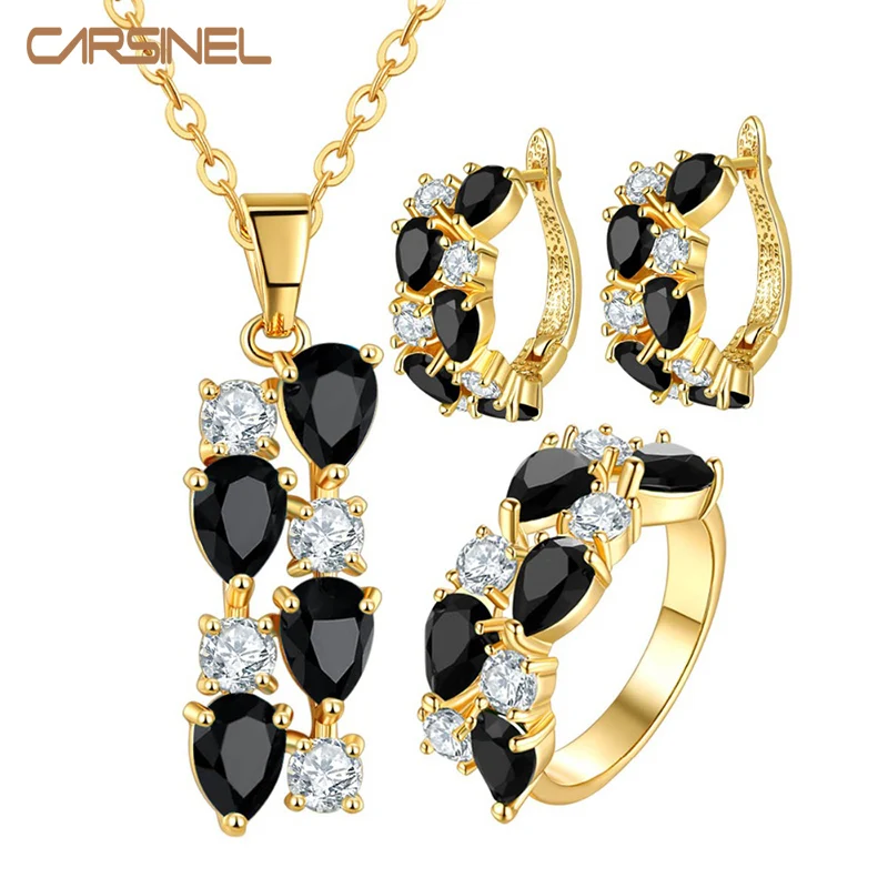 CARSINEL модный новый стиль набор ювелирных изделий золотого цвета