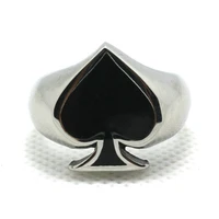 fashion top quality love heart shape ring 316l stainless steel valentines day gift poker spade ring from size 8 13