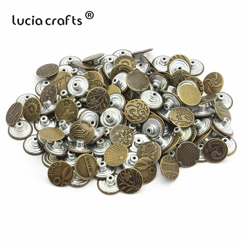 Lucia crafts 20 компл./лот металлические пуговицы смешанного стиля из металла для конических фрез для джинсов оригинального дизайна Fasterners DIY Швейные Одежда Аксессуары G1001