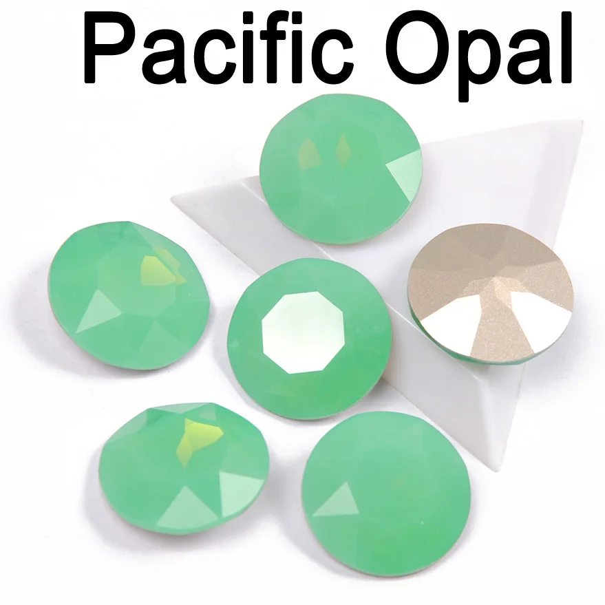 Pacific Opal 27 мм Разноцветные пришитые Стразы Rivoli Crystal Strass плоские чатоны с установкой для Подвески для изготовления украшений одежда - Цвет: Pacific Opal