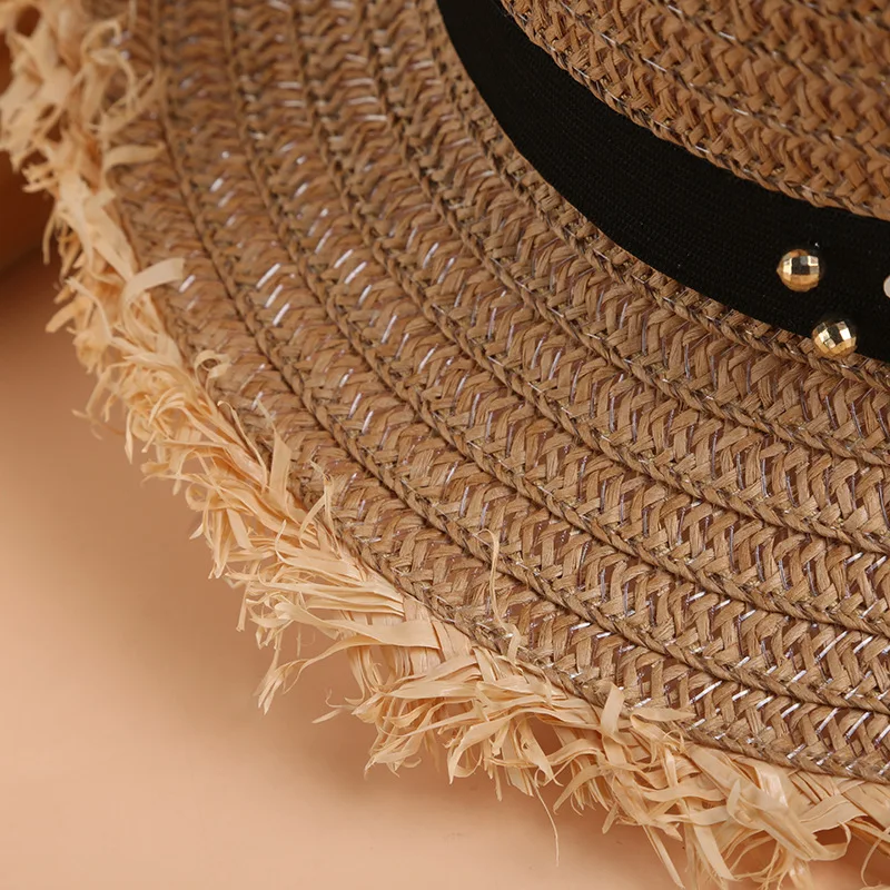 Летние модные женские головные уборы пляжная кепка с плоским верхом соломенные