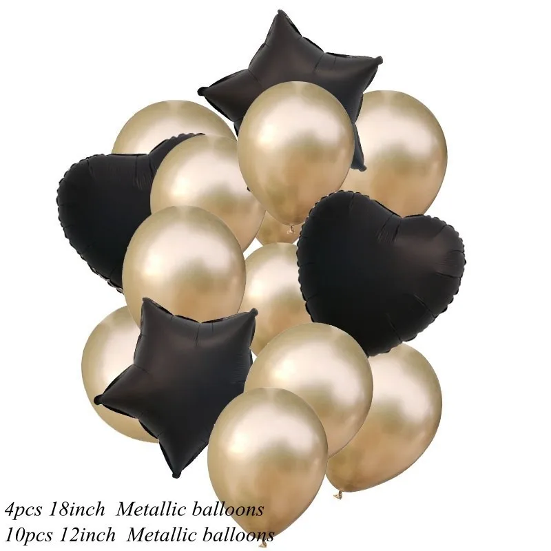 gold confetti black 1 Набор 12/18 дюймов конфетти металлик воздушные шары с днем День Рождения Декоративные гелиевые шарики, свадьбы, праздника, балон вечерние поставки - Цвет: gold confetti black