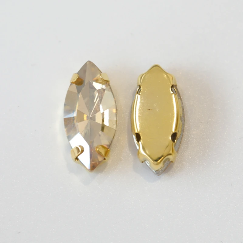 Стразы с плоским основанием для шитья стеклянные стразы золотистого/шампанского