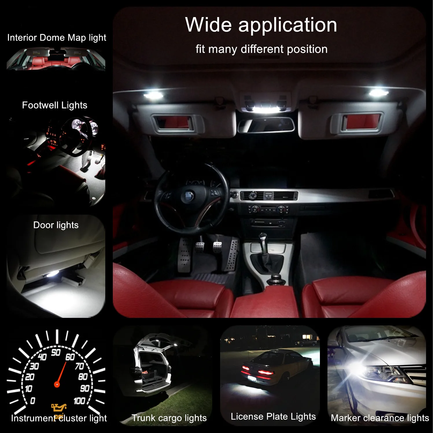WLJH T10 Led Подсветка салона автомобиля датчик приборной панели автомобиля тире светильник приборной панели, Панель W5W 194 лампы поворотный разъем PC195 PC194 PC168
