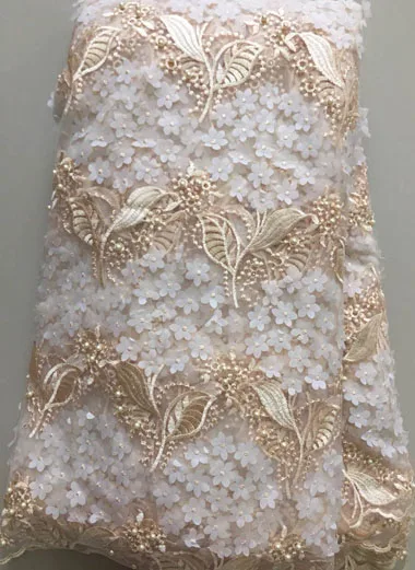 2020 Новая африканская кружевная ткань с бусинами высокое качество 3D цветок