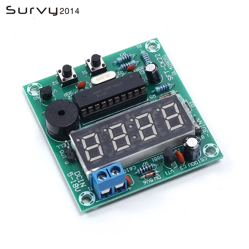 AT89C2051/DS3231 цифровые 4/6 битов электронные часы набор для производства DIY Kit