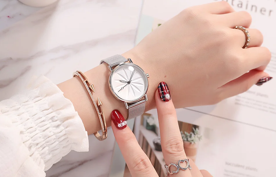 Relogio Feminino, роскошные миланские наручные часы с сетчатым ремешком для женщин, модные часы под платье из розового золота, женские золотые часы, кварцевые часы