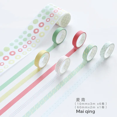 mai qing 10 мм X 3 м 7 шт./компл. простая Серия васи лента природа прозрачная Маскировочная лента узор Декор DIY товары для учебы пуля аксессуары для журналов - Цвет: mai qing