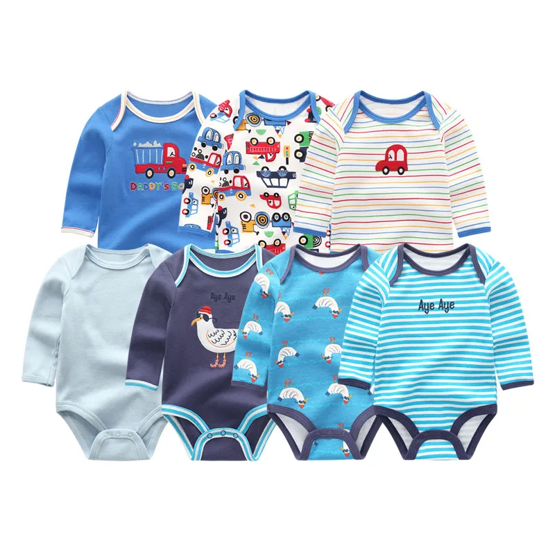 baby boys clothes117 7 шт./лот унисекс из хлопка для новорожденных с принтом Одежда для маленьких девочек Полный Sheeve круглым вырезом Roupas de bebe Costume0-12M для маленьких мальчиков комбинезон комплект - Цвет: baby boys clothes117