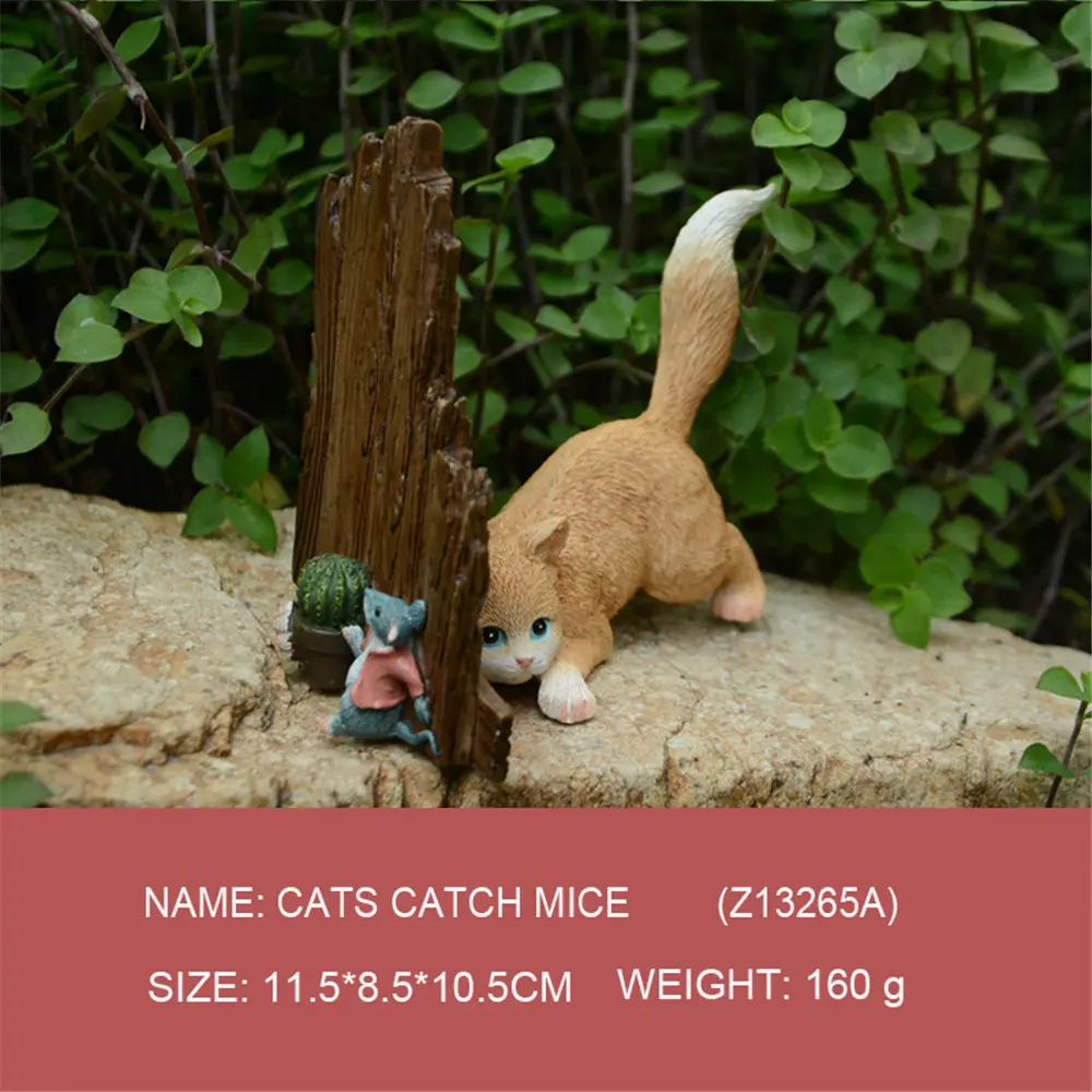 Mini Mice and Cat Resin Figurines for Home Decor Mice Mouse Rat Ornaments Miniature Fairy Garden Animal decoration gifts - Цвет: Z13265A