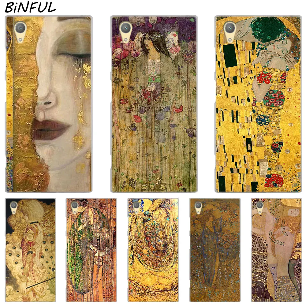 Прозрачный чехол с рисунком kiss Gustav Klimt для Sony Xperia Z3 Z5 Premium M4 Aqua M5 X XA XA1 C4 C5 E4 E5 XZ XZ2 Compact