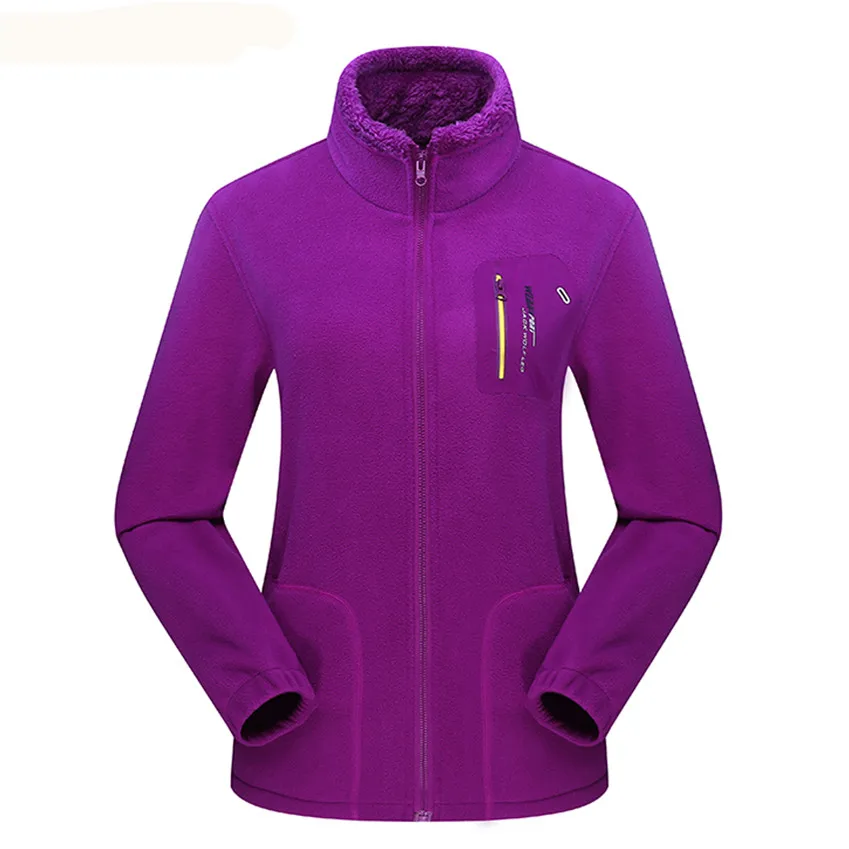 Women Purple WindTaste мужские и женские Зимние флисовые куртки для походов, спорта на открытом воздухе, кемпинга, толстые тепловые треккинговые мужские лыжные куртки для альпинизма KA123 - Цвет: Women Purple