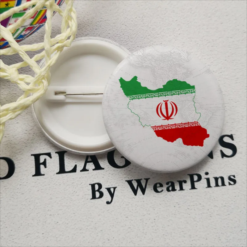 Iran Flag Map Tin Button Pins LGBT Gay Rainbow Pride Badges | Украшения и аксессуары