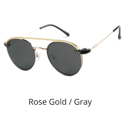 Rose Gold - Gray Ralferty,, Ретро стиль, круглые солнцезащитные очки, женские, поляризационные, на магните, на застежке, солнцезащитные очки для женщин, женские, по рецепту, черные, D062 - Цвет линз: Rose Gold - Gray