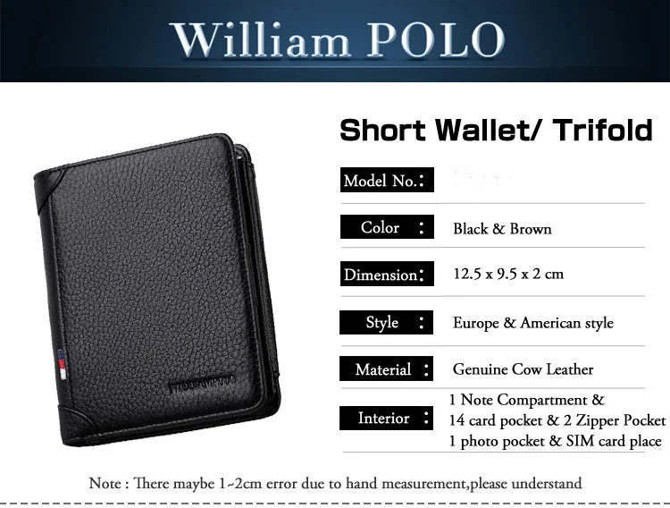 Wilampolo, известный бренд, тройной кошелек, мужской короткий кошелек, держатель для карт, монета, Карманный Кошелек с молнией, маленький кошелек из натуральной кожи для мужчин