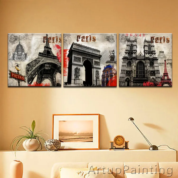 Большие 3 панели Художественная печать на холсте Красивая Нью Йорк Лондон пары