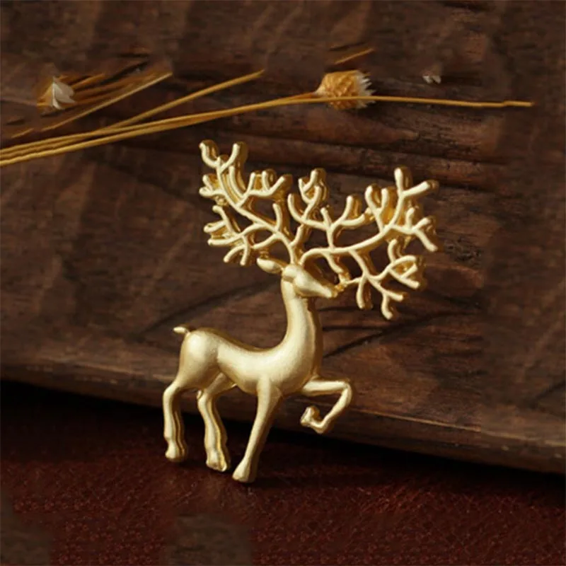 Скраб Матовый Золотой Покрытием Лося Ретро Художественный Пен Брошь Моды Мечты о