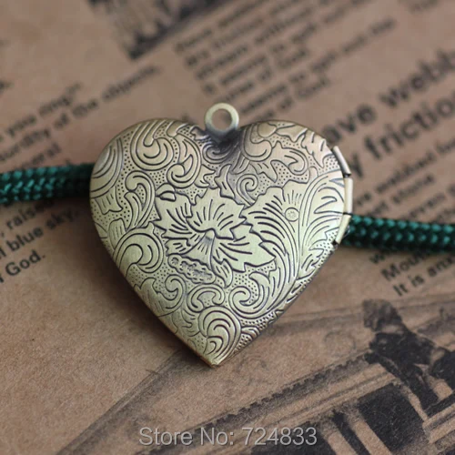 29 мм винтажный фотомедальон античный бронзовый тон матовый опаленный цветок в