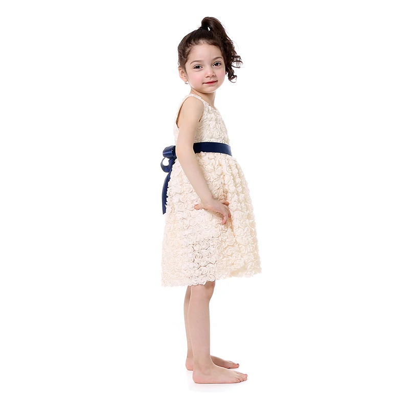 Платье для девочек цвет слоновой кости розовый Летние Платья с цветочным узором